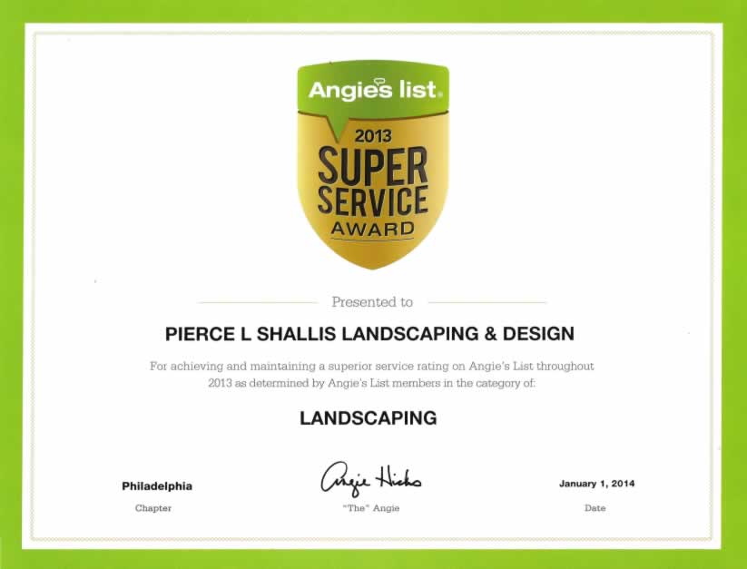 Angie's List - Super Service Award 2013 - Landscaping