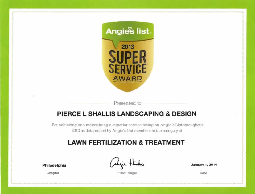 Angie's List - Super Service Award 2013 - Lawn Fertilization & Treatment